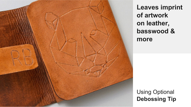 use debossing tip to imprint designs on leather etc